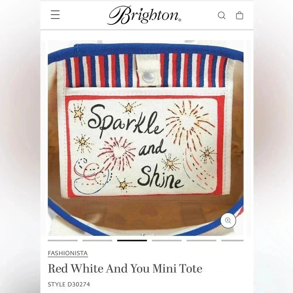 NWT Brighton Red/White & You Mini Summer Canvas Tote/Purse/Handbag - Picture 2 of 13
